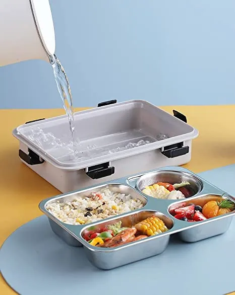 4 Compartment Insulated Lunch Box Stainless Steel Tiffin Box (Jumbo Size) ( 850ml )