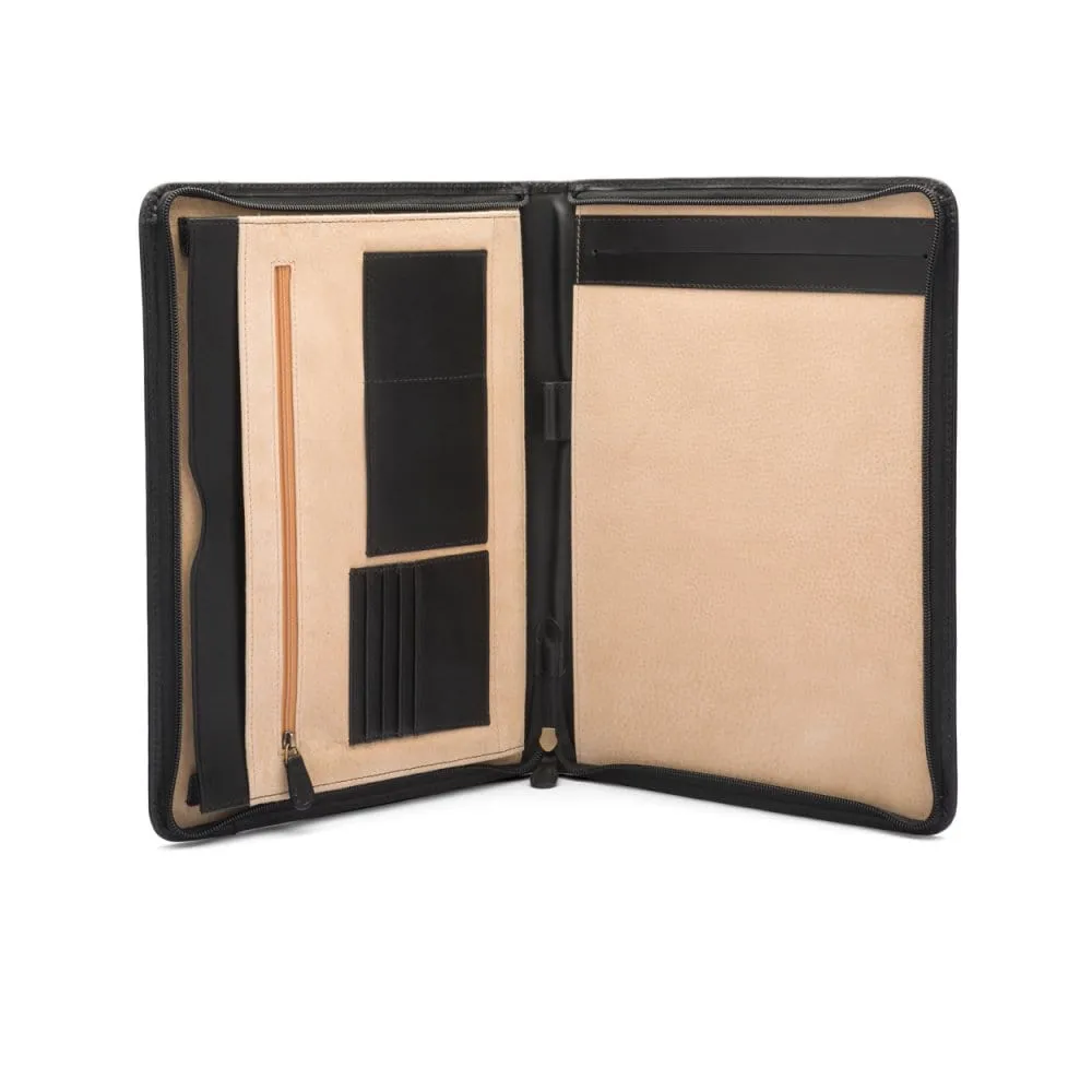 A4 Leather Notepad Folder - Black