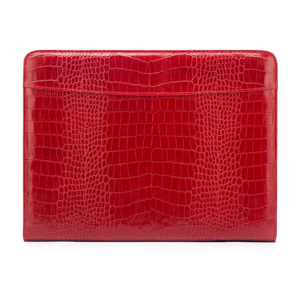 A4 Leather Notepad Folder - Red Croc