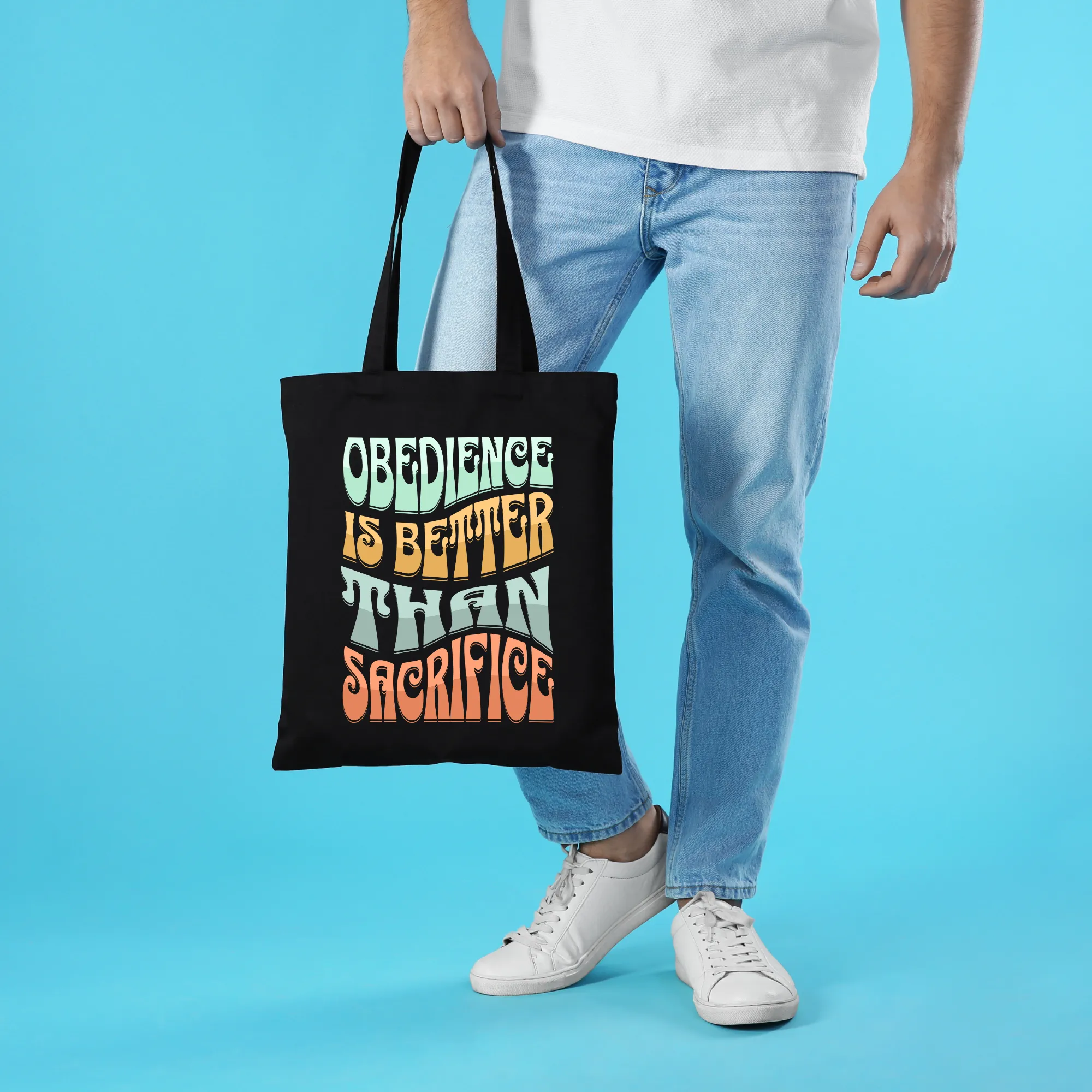 Bible Tote Bag Obedience Is Better Than Sacrifice, Christian Tote Bag