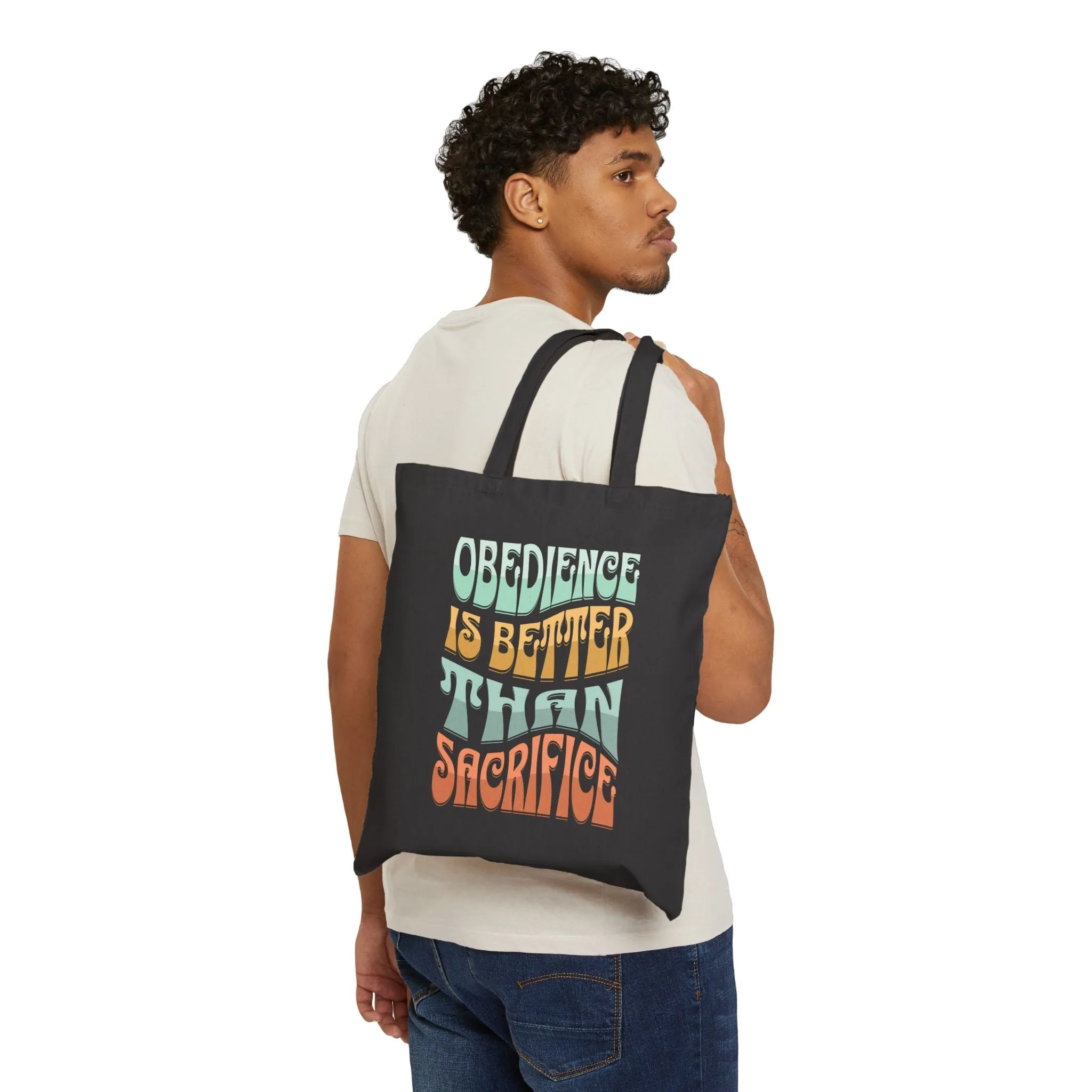 Bible Tote Bag Obedience Is Better Than Sacrifice, Christian Tote Bag