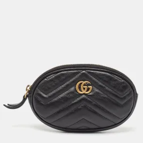 Black Leather GG Marmont Pouch