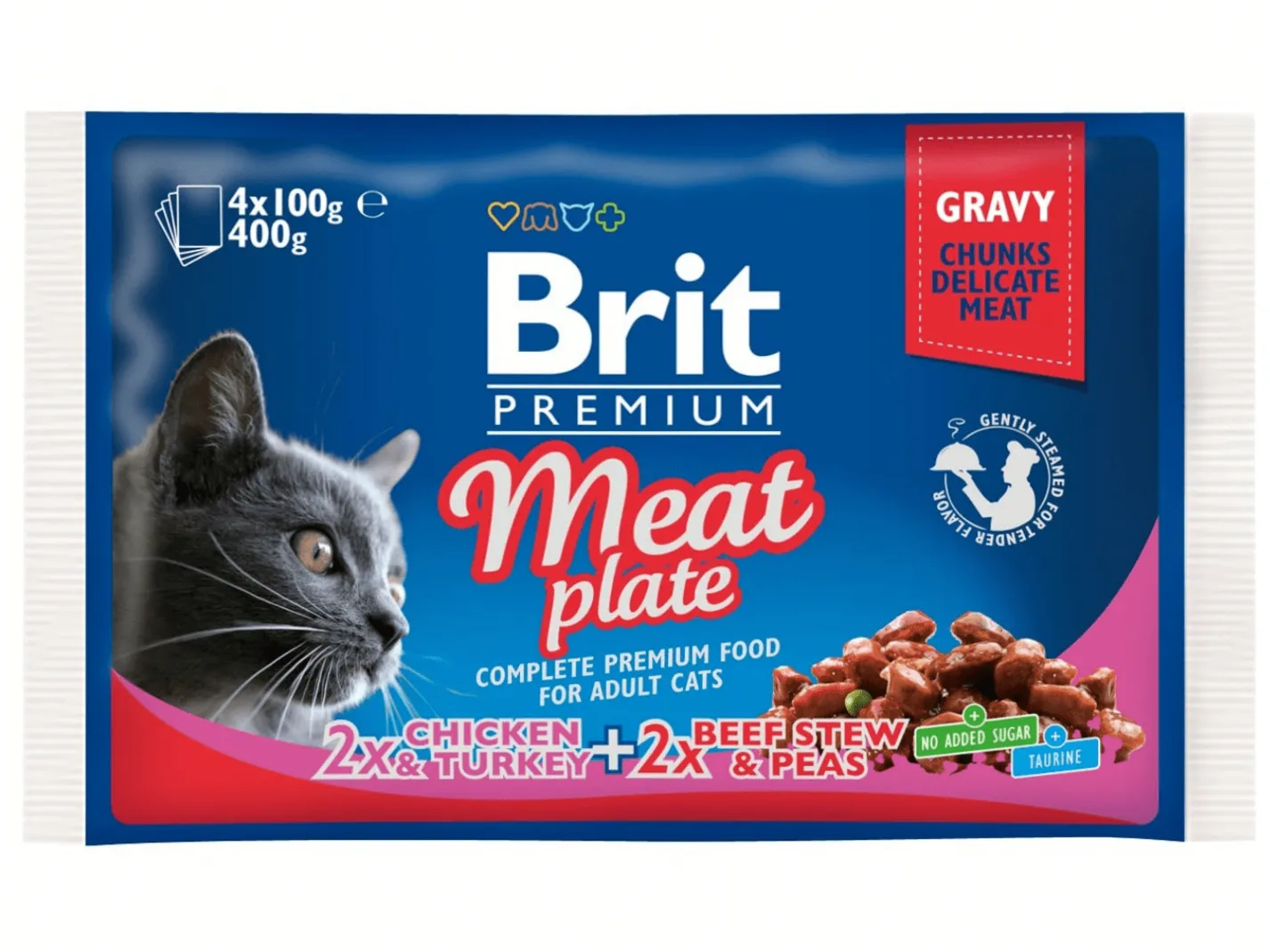 Brit Premium Cat Pouches Meat Plate 400 g (4x100 g)