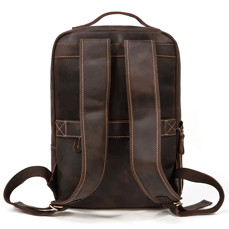 Brown Leather Backpack Vintage Style Overnight Travel Bag