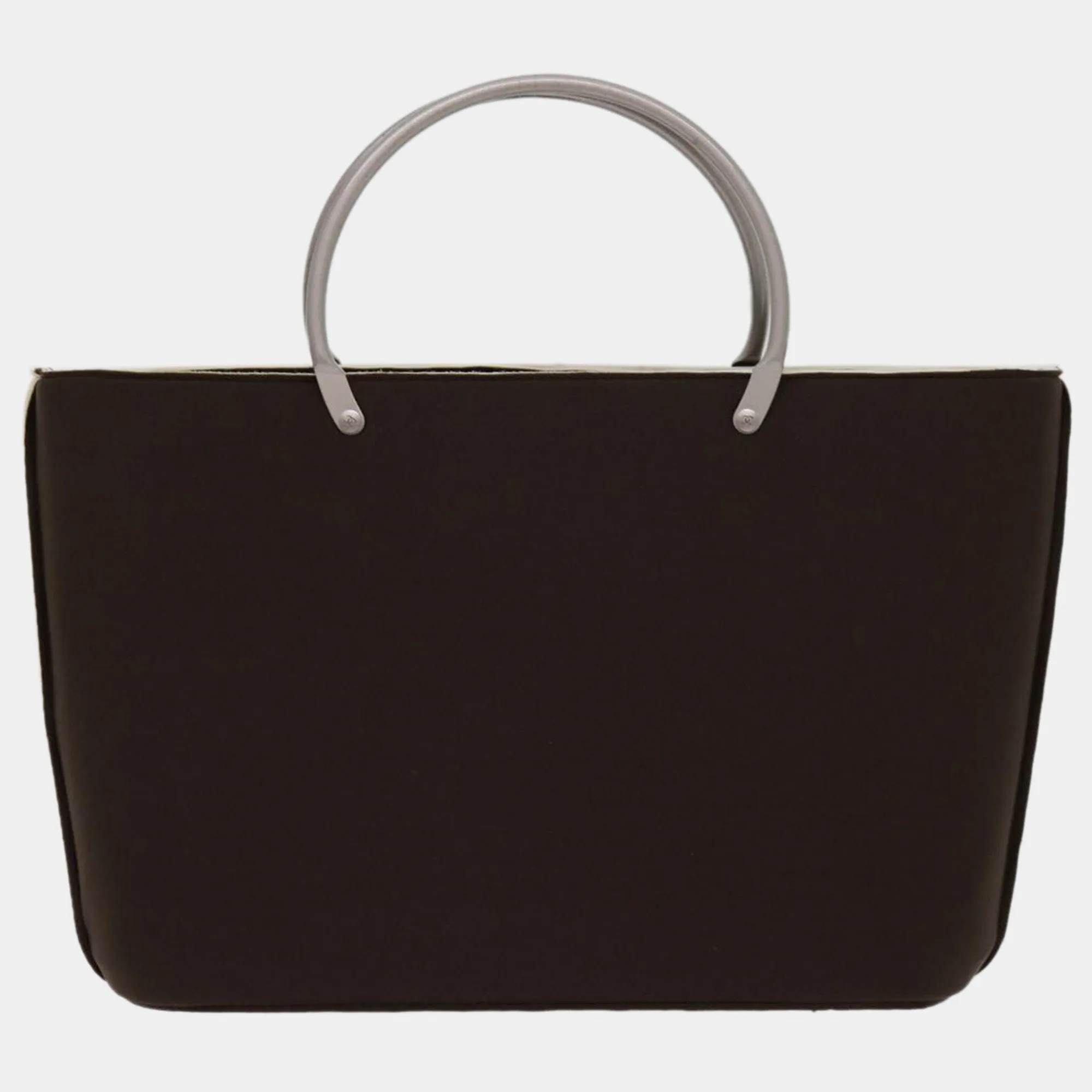 Brown Synthetic Metal Handle Tote