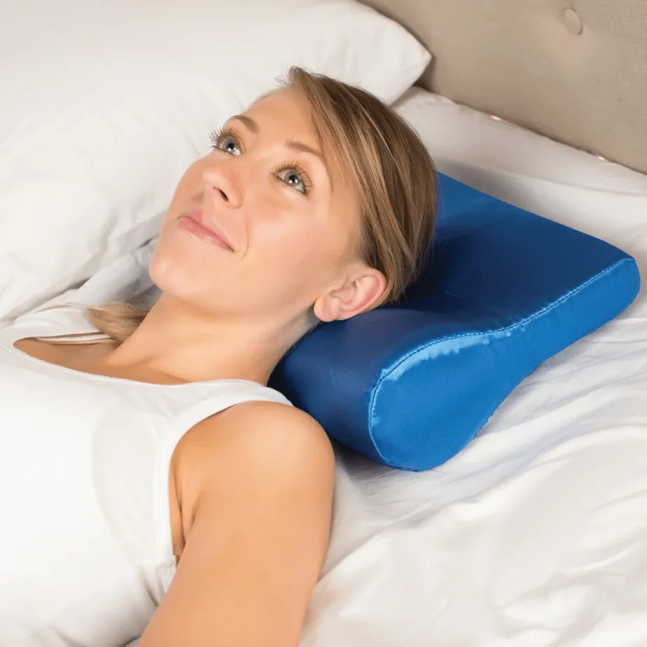 Core Products Contour Cervical Pillow, Satin Cover, Blue