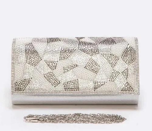 Crystal Flap Satin Clutch