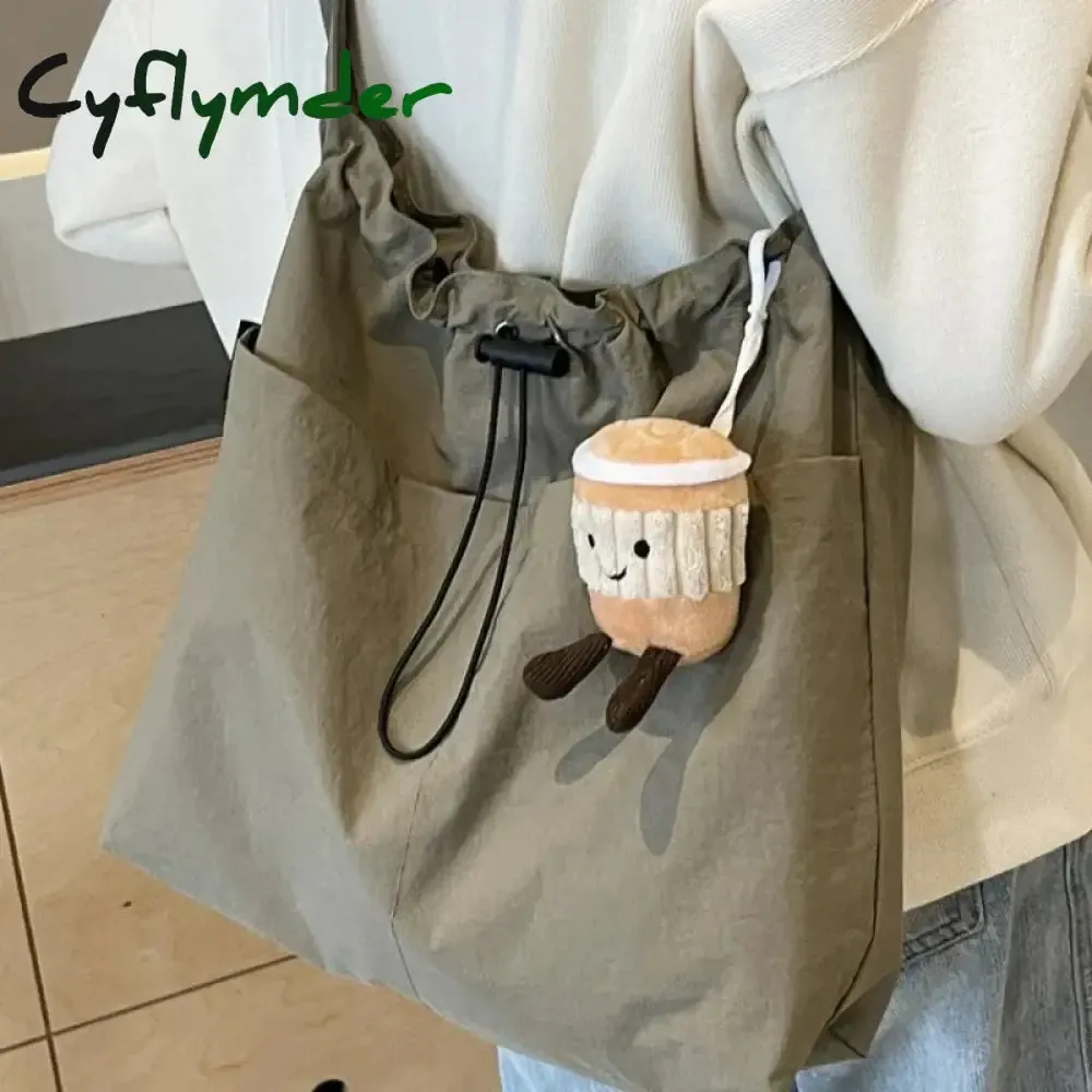 Cyflymder 2024 New Nylon Shoulder Bag Fashionable Shrinkage Anti Wrinkle Crossbody Bag Lightweight Large Capacity Commuter Women Tote Bag