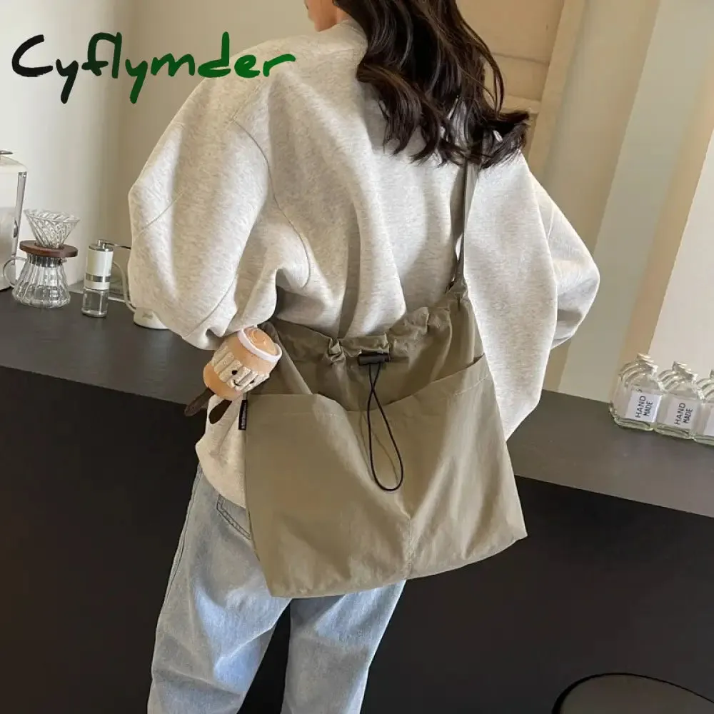 Cyflymder 2024 New Nylon Shoulder Bag Fashionable Shrinkage Anti Wrinkle Crossbody Bag Lightweight Large Capacity Commuter Women Tote Bag