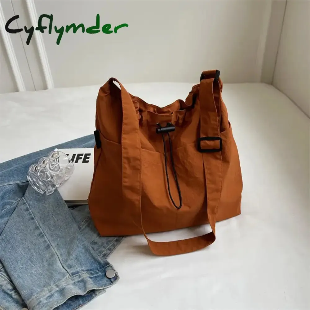 Cyflymder 2024 New Nylon Shoulder Bag Fashionable Shrinkage Anti Wrinkle Crossbody Bag Lightweight Large Capacity Commuter Women Tote Bag