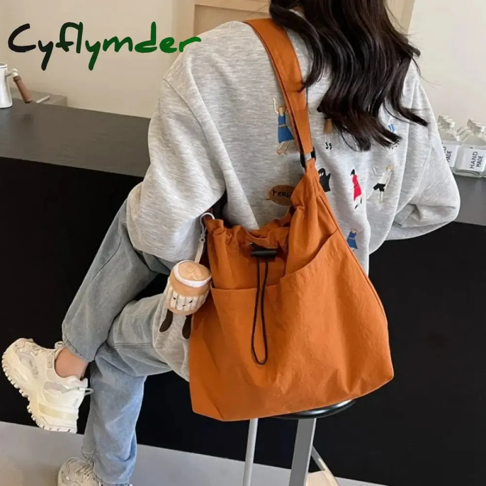 Cyflymder 2024 New Nylon Shoulder Bag Fashionable Shrinkage Anti Wrinkle Crossbody Bag Lightweight Large Capacity Commuter Women Tote Bag