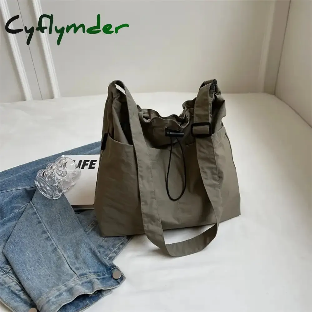 Cyflymder 2024 New Nylon Shoulder Bag Fashionable Shrinkage Anti Wrinkle Crossbody Bag Lightweight Large Capacity Commuter Women Tote Bag