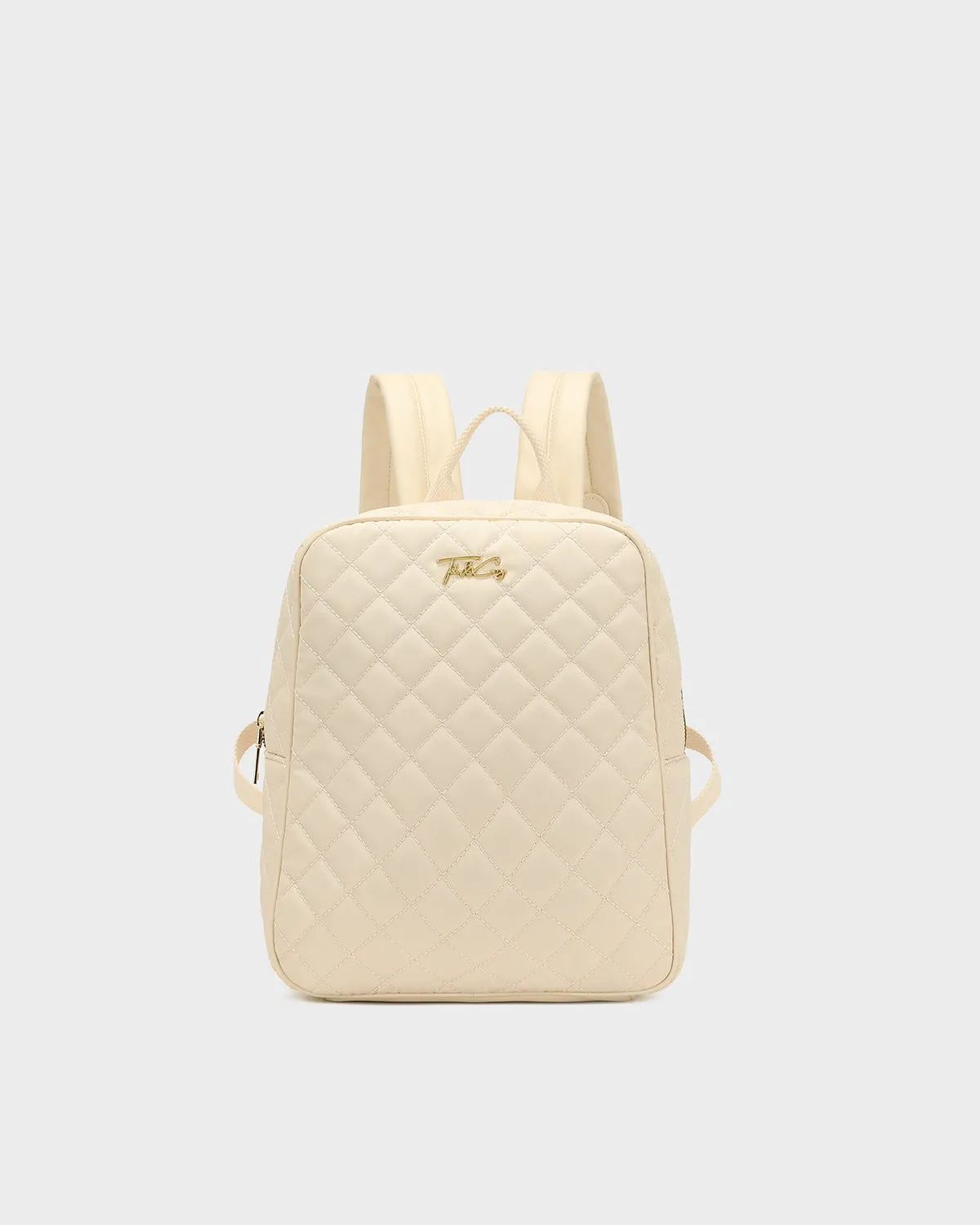 Diamond Stitch Backpack in Beige