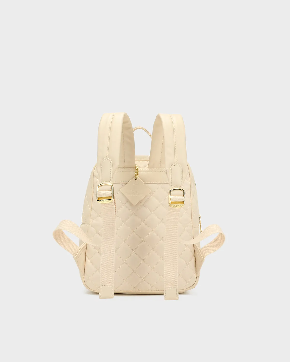 Diamond Stitch Backpack in Beige