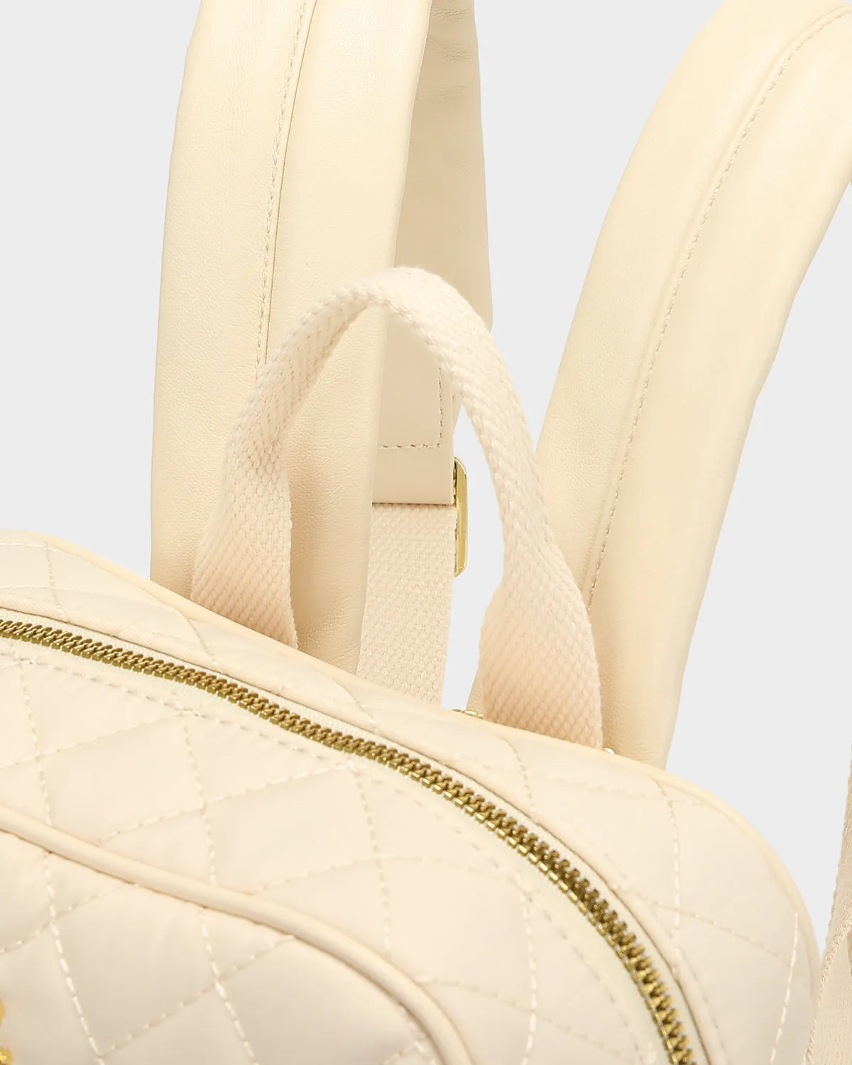 Diamond Stitch Backpack in Beige