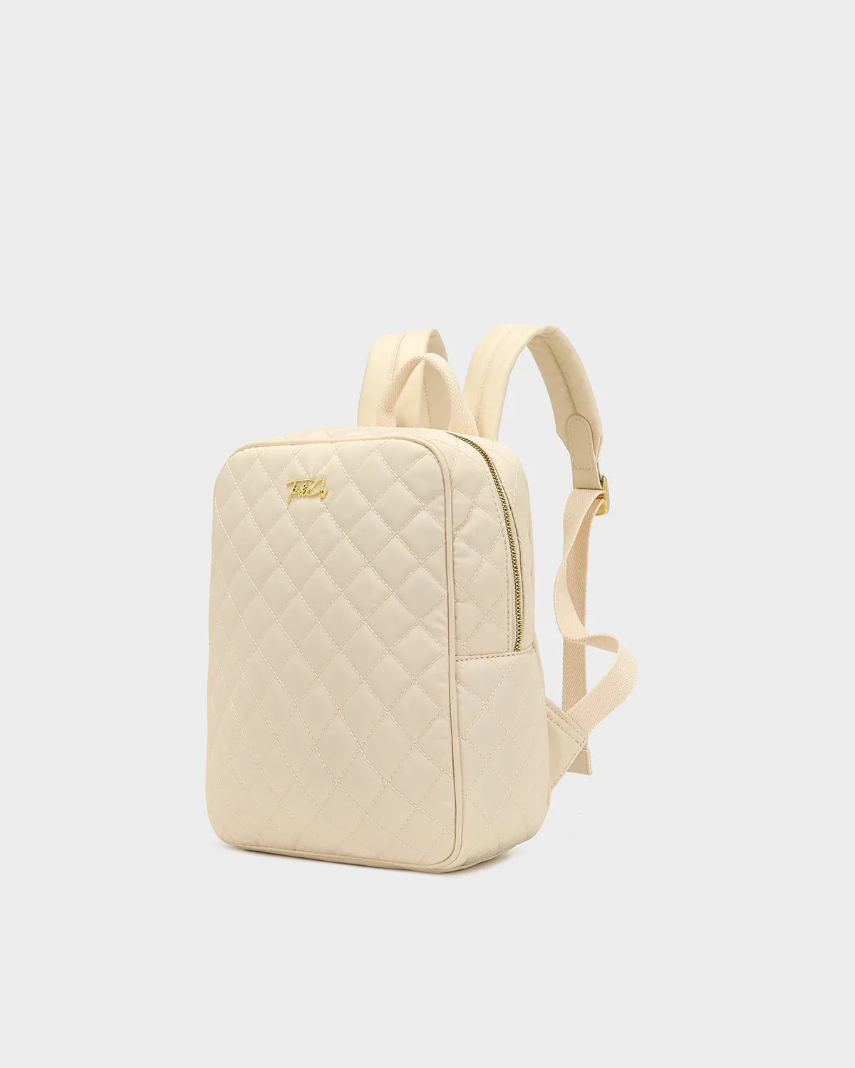 Diamond Stitch Backpack in Beige