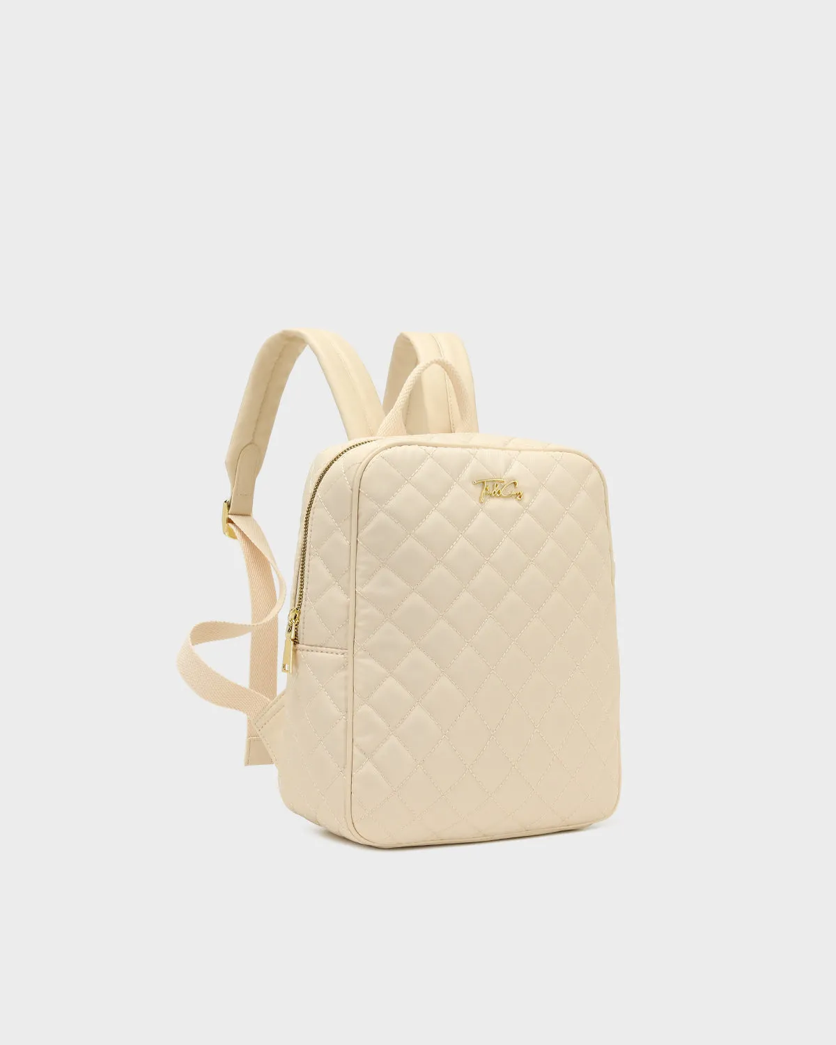 Diamond Stitch Backpack in Beige