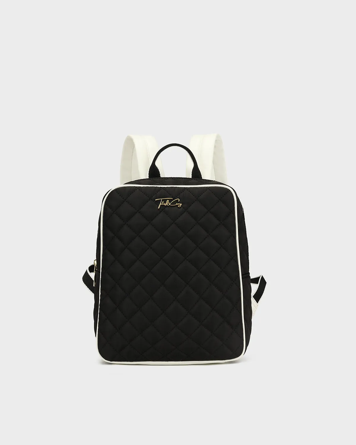 Diamond Stitch Backpack in Black