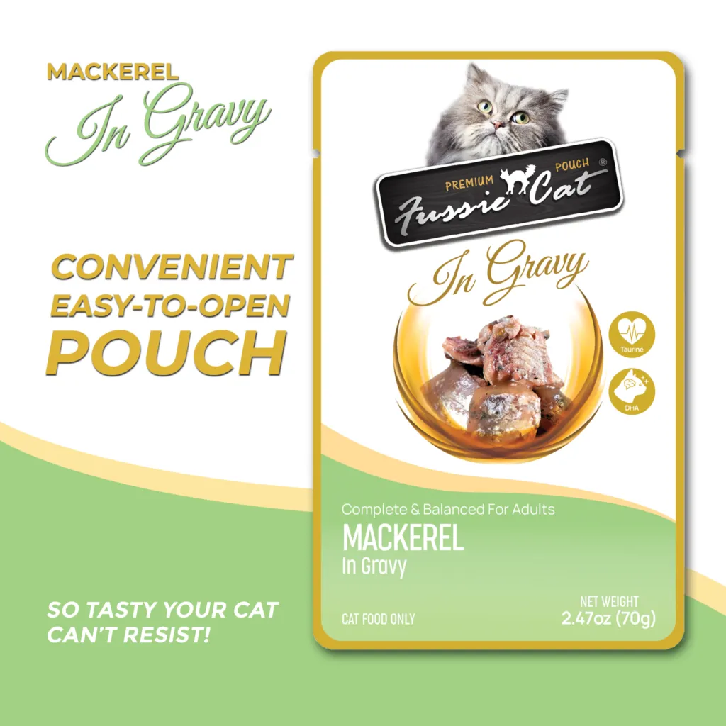 Fussie Cat Mackerel In Gravy 2.47-oz Pouch, Wet Cat Food