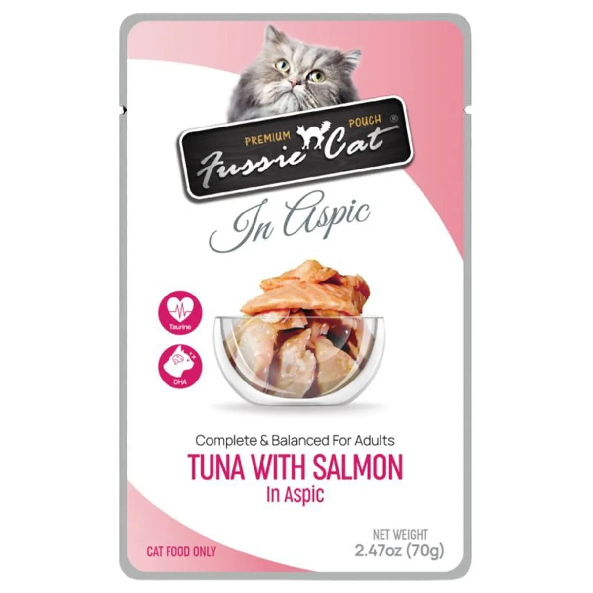 Fussie Cat Tuna Salmon in Aspic Pouch Wet Cat Food 2.47oz