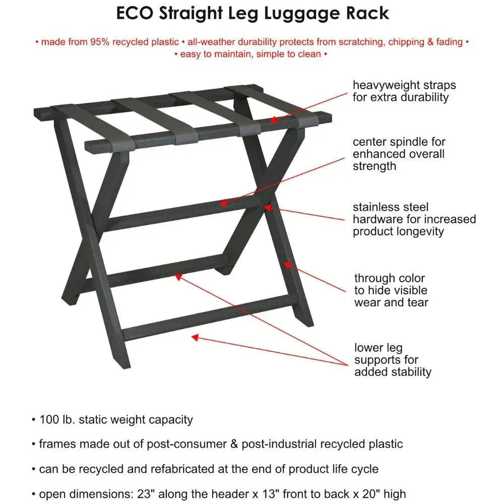 Ivory Straight Leg ECO Luggage Rack with 4 Cream & Tan Greek Key Straps