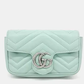 Mint Leather Super Mini GG Marmont Shoulder Bag