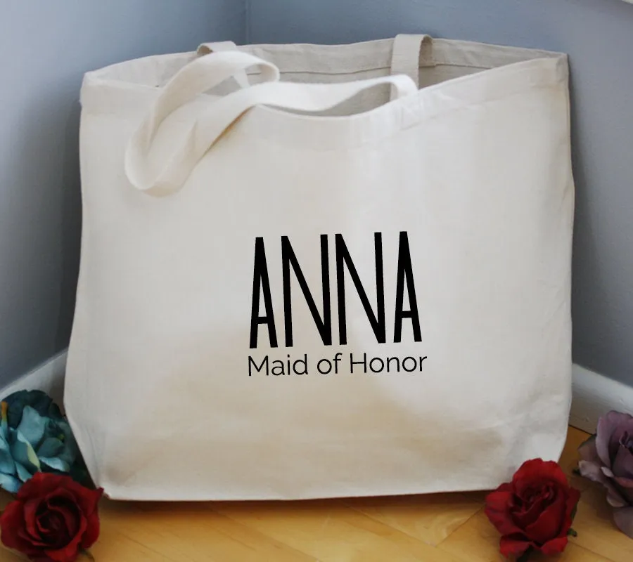 personalized minimalist art deco canvas bridesmaid Tote bag