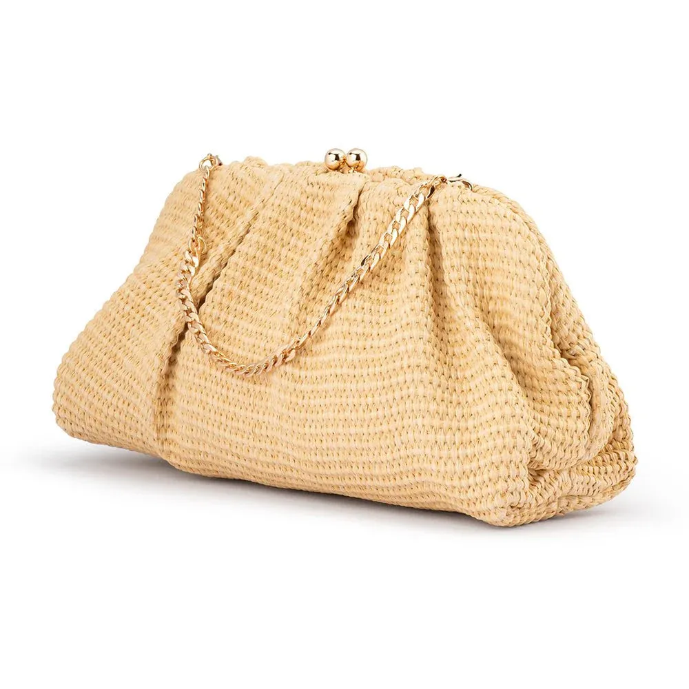 Queenie Woven Clutch in Natural