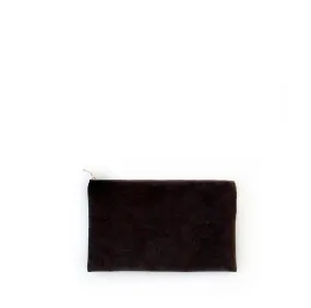 velvet clutch, chocolate