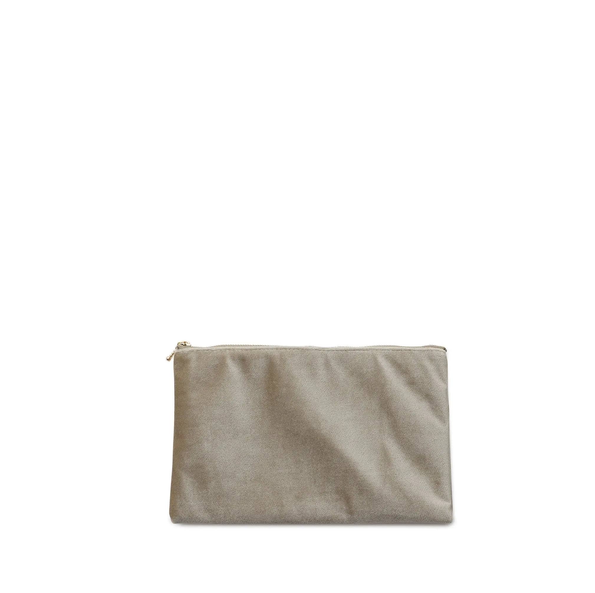 velvet clutch, nude grey