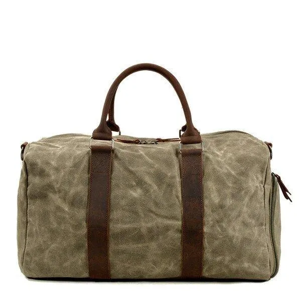 Waxed Canvas Duffle Bags with Shoe Compartment