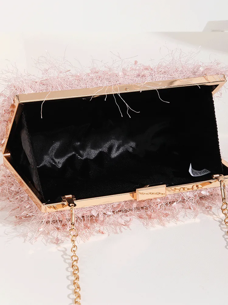 Women's Elegant Feather Tassel Clutch