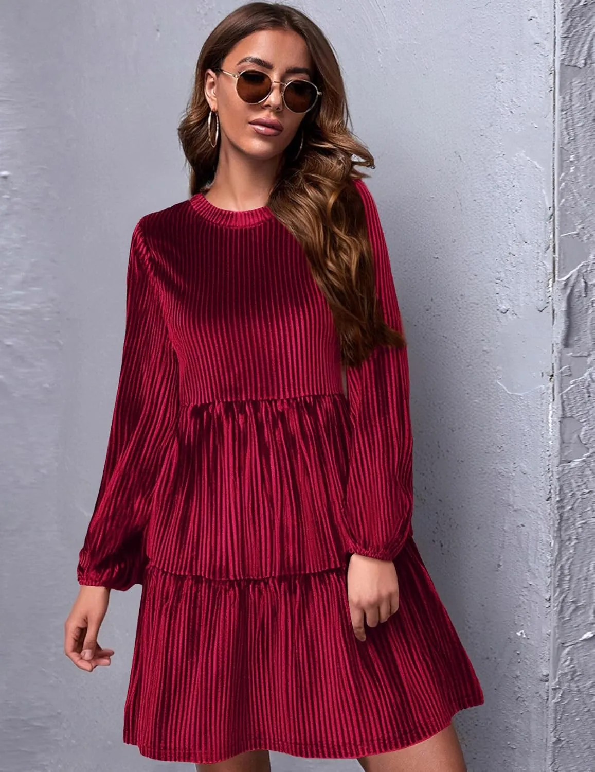 Zeagoo Women's Long Sleeve Elegant Velvet Dress (DE Only)