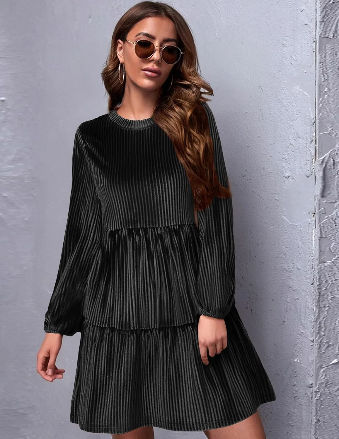 Zeagoo Women's Long Sleeve Elegant Velvet Dress (DE Only)