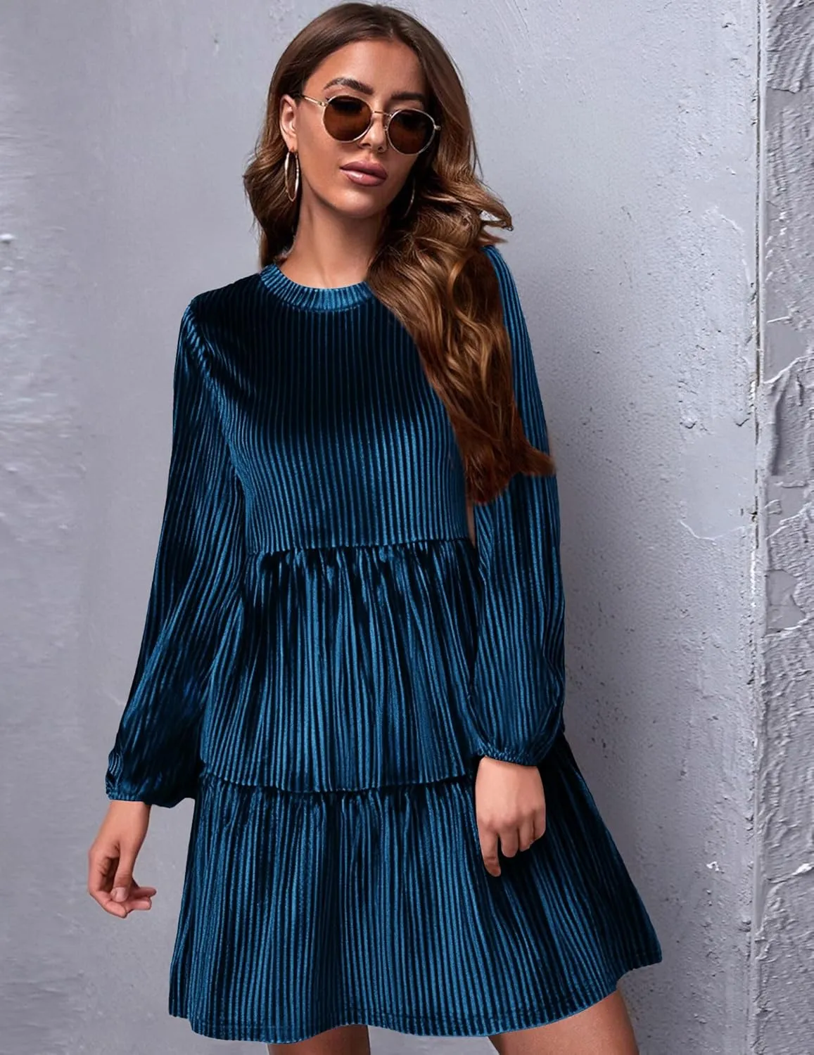 Zeagoo Women's Long Sleeve Elegant Velvet Dress (DE Only)