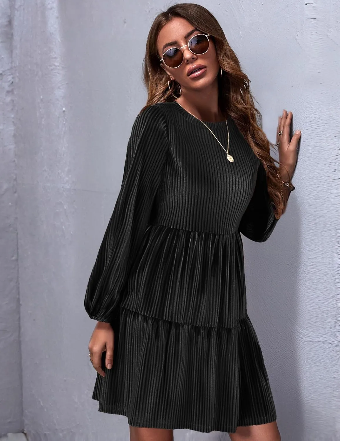 Zeagoo Women's Long Sleeve Elegant Velvet Dress (DE Only)